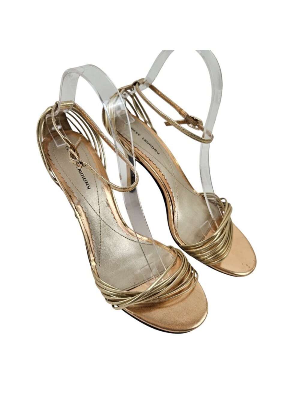 Chinese Laundry Heels Willy Womens Size 8 Gold Strappy Sandals Adjustable Strap